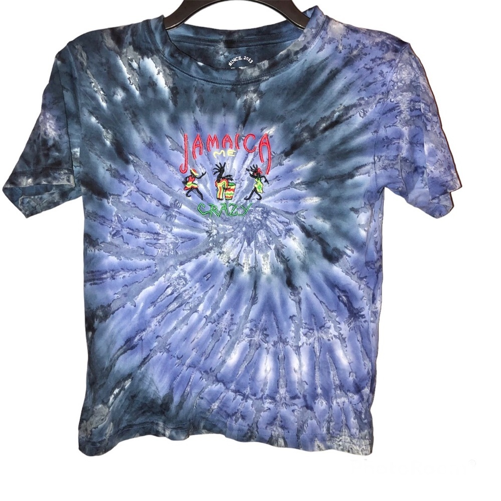 AV Couture Tie Dye‎ Jamaica Me Crazy Shirt Blue 10/12 Kids